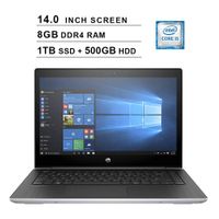 2019 Premium HP ProBook 440 14 Inch HD Business Laptop (Intel i5-8250U up to 3.40 GHz, 8GB RAM, 1TB SSD (Boot) + 500GB HDD, Intel UHD 620, WiFi, FP Reader, Bluetooth, HDMI, Windows 10 Pro, Silver)