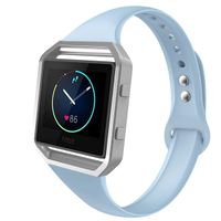 ZUKVYE Sport Bands Compatible with Fitbit Blaze,Slim Soft Silicone Band with Metal Frame Replacement Strap Wristband for Women Men - Light Blue Small