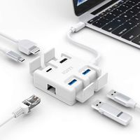 USB C Hub Dust Proof Multiport Adapter 5-in-1 Type C Hub, 4K USB C to HDMI, RJ-45 Ethernet，PD Charging Port,2 USB 3.0 Ports, Portable for Mac Pro and Other Type C Laptops