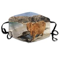 YUIOP Beach Highland Cow Printed Mask Neutral Mask for Men and Women Polyester Dust-Proof Breathable Mask
