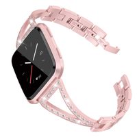TOYOUTHS Bling Bracelet Compatible with Fitbit Versa Bands for Women Nickel-Free Stainless Steel Wristbands Replacement for Versa Lite Special Edition Accessories Metal Bangle Strap Rose Gold