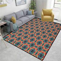 YucouHome Animals Door Mats Outdoors, Tribal Composition of Geometric Shapes Vintage Design on Warm Colored Background, Easy Maintenance Area Rug Living Room Bedroom Carpet(2'x 6') Multicolor
