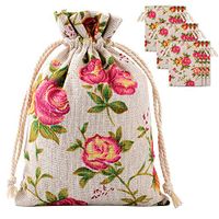 Pangda 30 Pack Rose Drawstring Bags Burlap Flower Pouch Bags Gift Bags Jewelry Pouches for DIY Craft Wedding Party, 3.9 by 5.3 Inches