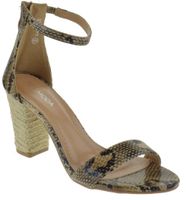 TOP Moda Spira 1 Womens Chunky Heel Single Band Platform Buckle Dress Sandals Brown Snake 7.5
