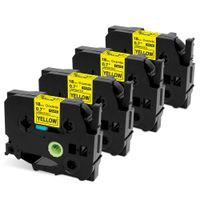 4 Pack Compatible TZe Tape 18mm Black on Yellow TZE-641 Label Tape, 3/4 (0.7) Inch, Replace Ptouch Standard Laminated Tape for Brother PTD400AD PTD400