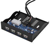 USB2.0 Floppy Front Panel with 9PIN-9PIN Cable, 3.5in Floppy Bay 9 Pin to 4 Interface USB 2.0 HUB for Video/Music/Photos/Data Files Transfer