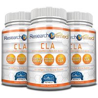 Research Verified CLA Safflower Oil - Natural Weight Loss with 2000mg 85% Pure Conjugated Linoleic Acid Softgel Capsules – 3 Bottles (3 Months Supply)
