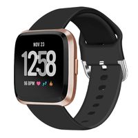 Veiai Sport Bands Compatible with Fitbit Versa,Soft Rubber Wristbands Versa Accessories for Women and Men (Black)