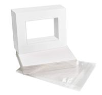 Golden State Art, Acid-Free Pre-Cut 8x10 White Picture Mat Sets. Includes Pack of 25 White Core Bevel Cut Mats for 5x7 Photos, 25 Backing Boards and 25 Crystal Clear Plastic Bags