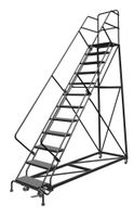 Tri-Arc UKDEC112246 U-Design Configurable 12-Step Forward Descent Incline Rolling Ladder with 24" Wide Perforated Tread