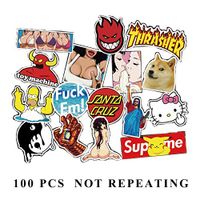 FineFun Random Sticker Pack 100PCS Car Stickers Motorcycle Bicycle Skateboard Luggage Decal Graffiti Patches Skateboard Stickers for Laptop - UV Resistant Waterproof Vinyl Stickers