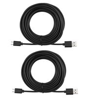 2-Pack 25ft Power Extension Cable Compatible for WyzeCam, Wyze Cam Pan, Nest Cam Indoor, Blink, Yi Camera, USB to Micro USB Charging Cord (Black)