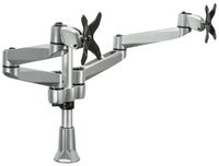 Mount-It! MI-43111 || Dual Computer Monitor Stand Articulating, Height Adjustable Swiveling Arm Desk Mount for Samsung LG Vizio Sharp Sony Element Insignia LCD 20 21 22 24 25 27, VESA 75x75 and 100x100, Silver