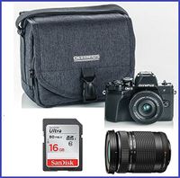 Olympus OM-D E-M10 Mark III (Mark 3) Mirrorless Digital Camera [Black] Body + M.Zuiko Digital ED 14-42mm f/3.5-5.6 EZ Lens (Black) + M.Zuiko Digital ED 40-150mm f/4.0-5.6 R Lens (Black)