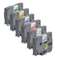 6 Pack Label Tape for TZe 12mm 1/2" (0.47") x 8m (26.2ft) TZe-131, 231, 431, 531, 631, 731 - Compatible with Brother P-Touch PD-D210 PT-H100 PT-1400 PT-1880