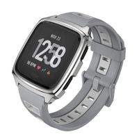 MIJOBS Sport Bands Compatible Fitbit Versa/Lite/SE, Silicone Breathable Strap Replacement Wristbands Water Resistant Fitness Straps Accessories for Women Men (GT, Gray and White)
