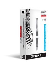 Zebra Liquid Rollerball Pens, Needle Point 0.5mm, Black Ink, 12-Count