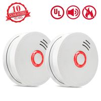 Smoke Detector Fire Alarm, 2 Packs Photoelectric Smoke Detectors with UL Listed, 9V Battery Operated Smoke Detector (9V Battery Included), 10 Years Life Time, Fire Safety for Home, Hotel, School etc