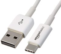 AmazonBasics USB Type-C to USB-A 2.0 Male Charging Cable - 3 Feet (0.9 Meters), White, 10-Pack (Renewed)