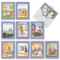 The Best Card Company - 10 Funny Blank Cartoon Cards with Envelopes (4 x 5.12 Inch) - All Occasion Comic Assortment - Tom Cheney Toons M6616OCB