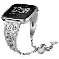 KIMILAR Bracelet Bands Bling Bands Compatible with Fitbit Versa Metal Bands, Women Stainless Steel Rhinestones Replacement Strap Jewelry Bracelet Wristbands with Adjustable Lock (Silver)