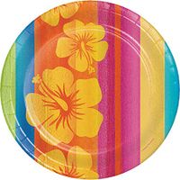 Creative Converting 8 Count Sturdy Style Round Paper Plates, 8.75", Sunset Stripes