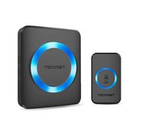 Wireless Doorbell, TeckNet Plug-in Cordless Door Chime Kit With 1000ft Range, 33 Chimes, 4 Level Volume, No Batteries Required for Receiver (Black)