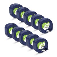 Replace DYMO 91330 LetraTag Labeling Refills Self-Adhesive Paper Tape Compatible with DYMO LetraTag Label Makers, Black Print on White, 1/2 Inch x 13 feet, 12mm x 4m, 10-Pack