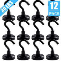 30LBS Magnetic Hooks（12 Pack） Premium Strong Magnet Hooks D20 Magnetic Hook for Cruise Cabins,Kitchen, Workplace, Office and Garage