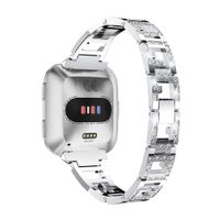 Mtozon Bling Bands Compatible with Fitbit Versa 2/Versa lite/Versa for Women, Dressy Bracelet Rhinestone Metal Wristband, Silver