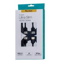 Pacroban Ultra Slim HDMI 2.0b Cable - 4K Ultra HD, HDCP 2.2, HDR10+ (1ft - 2pack)