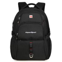 ASPENSPORT Laptop Backpack fit 15.6 inch Laptop Book Bag School Backpack for College Students - Durable Water Repellent - Travel Computer Bag 28L - with Luggage Strap Black