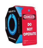 Accuform TAR106 Tags by-The-Roll General Safety Tags, Legend"Danger DO NOT Operate", 6.25" Length x 3" Width x 0.010" Thickness, PF-Cardstock, Black/White on Red (Pack of 100)