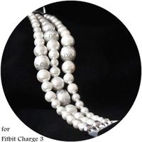 White Pearl Bands Compatible with Fitbit Charge 3 Smartwatch Bands Exercising Elastic Stretch Handmade Jewelry Bracelet Watch Replacement Strap Wristband Wearable Watchbands Pearl Bracelet Girls Women
