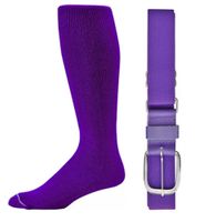 Joe's USA - Baseball Socks & Belt Combo Set (All Sizes & Colors Available) (Purple, Youth (7-9))