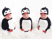 Newborn Baby Crochet Knitted Photography Props Animal Costume Set Penguin Sleeping Bag