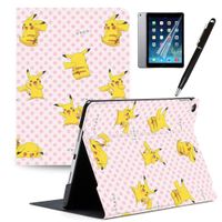 LJX iPad Mini 5 Case, Cartoon PU Leather Stand Flip Cover Cute Pikachu Patterns Protection Smart Auto Sleep/Wake Shell for Apple iPad Mini 5 A2133,A2124,A2126,A2125#F