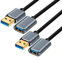 USB 3.0 Extension Cable 1.5ft/ 50cm 2 Pack,Yeung Qee Aluminum Alloy USB A Male to USB A Female Extender Cord 5Gbps Data Transfer USB Flash Drive,Keyboard, Mouse, Playstation,Card Reader, Printer