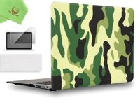 UESWILL 3in1 Rubberized Unique Pattern Solid Hard Shell Case Cover for MacBook Air 13 inch + Keyboard Cover and Screen Protector + Microfibre Cleaning Cloth,Camo/Green