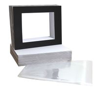 Golden State Art, Pack of 50 Black Pre-Cut 11x14 Picture Mat for 8x10 Photo with White Core Bevel Cut Mattes Sets. Includes 50 Acid-Free Bevel Cut Mats & 50 Backing Board & 50 Clear Bags