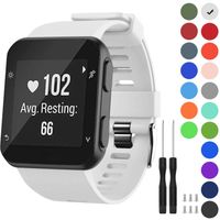 GVFM Band Compatible with Garmin Forerunner 35, Soft Silicone Replacement Watch Band Strap for Garmin Forerunner 35 Smart Watch, Fit 5.11-9.05 Inch (130-230 mm) Wrist (White (Black Buckle))