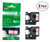2/Pack LM Tapes - Premium LM-45012 1/2" Red on Clear Compatible Label Maker Tape, Replaces Dymo 45012 D1 Label Tape 12mm