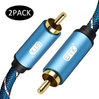 Subwoofer Cable (2-Pack,6.6Ft) Double Shielded Digital Analogue Audio Gold Plated Nylon Braided RCA Cable Compatible for Home Stereo/Subwoofer/AV Receivers/TV/VCD/DVD and More
