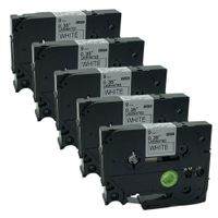 QPMY 5 Pack Black on White Label Tape Compatible for Brother TZ TZe 221 TZ-221 TZe-221 9mm P-Touch 8m 0.35" x 26.2'