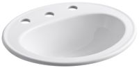 KOHLER K-2196-8-0 Pennington Self-Rimming Bathroom Sink, White