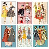 Decorative Vintage Women Retro Fashion Set of 6 Imaged Mini Match Box- Strike on Box- Candle and Fireplace Wood Matches