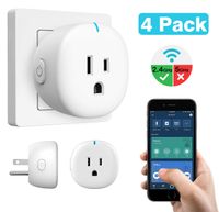 MoKo WiFi Smart Plug, [4 Pack] Mini WiFi Outlet Mini Socket Compatible with Alexa Echo, Google Home & IFTTT, Smart Life App Remote Control Home Appliances, 10A, No Hub Required, White
