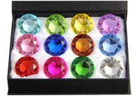 Zoogamo 60mm Diamond Shaped Multicolor Glass Crystal Paperweight - 12 Pieces Home Office Decor & Wedding Favors Decoration with Gift Box