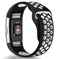 GeekSpark Bands Compatible for Fitbit Charge 2, Replacement Accessory Breathable Wristbands with Air Holes Compatible for Fitbit Charge 2 HR Black/White Small