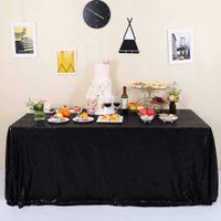 GFCC Rectangle Black Sequin Tablecloth 60x120 inch Sparkle Party Wedding Christams Banquet Table Cloth Glitter Cake Table Cover Linen
